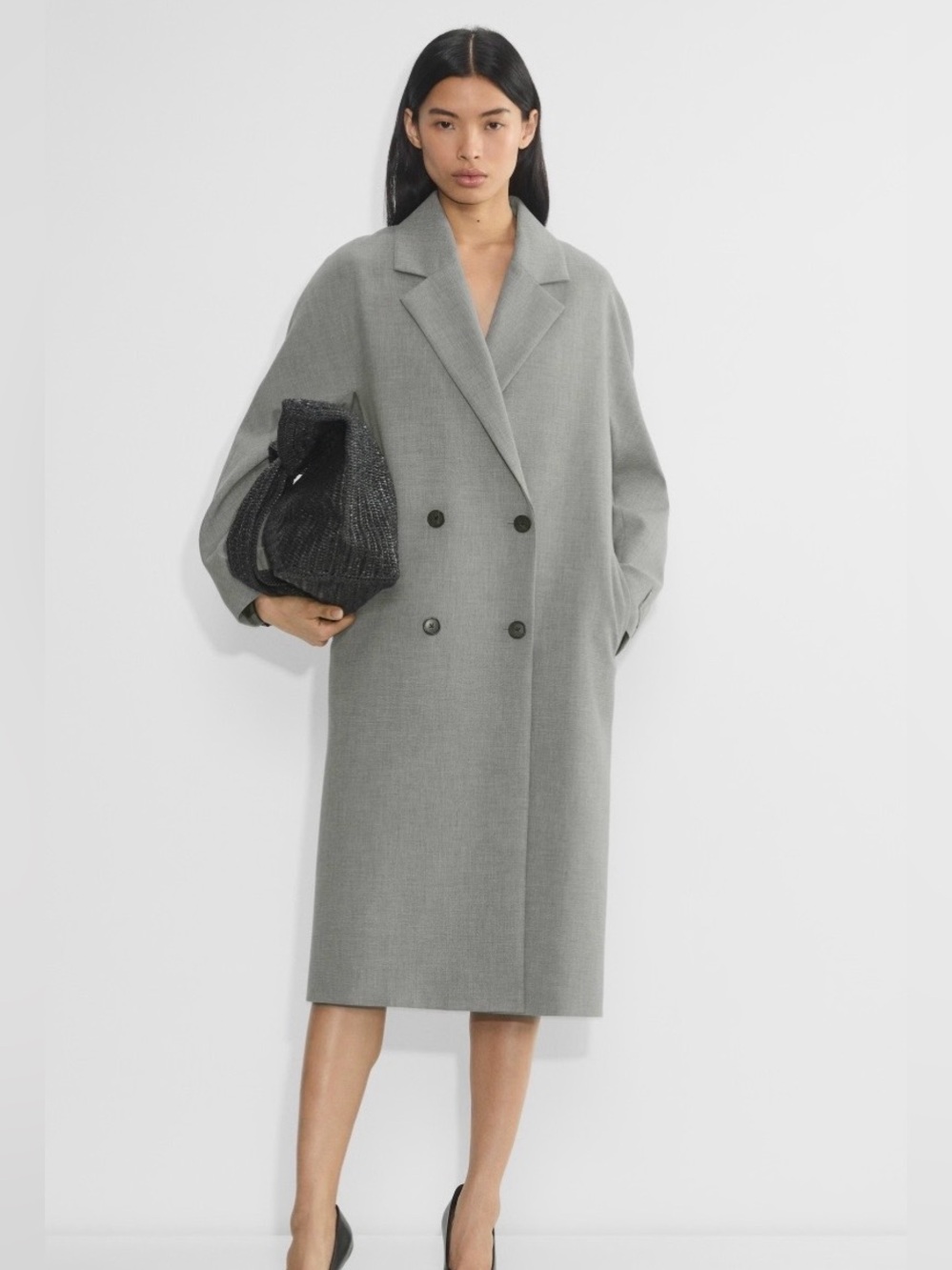 WORN ONCE - Aritzia - Re-Essential Slouch Coat  Size 2XS - Heather Dark Grey